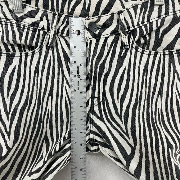 Frame Ankle Jeans Women's Sz 25 Black Le High Straight Zebra Print Denim - Picture 4 of 13